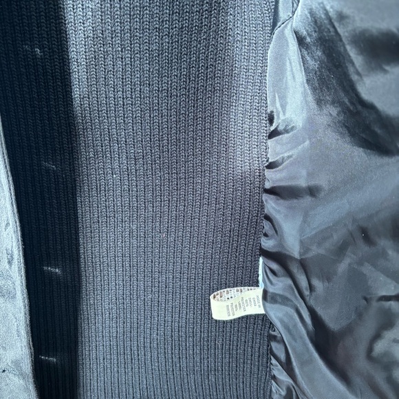 Ruff Hewn Faux Suede Sweater Jacket Button Black Women M Bikercore Great Shape - Picture 7 of 7